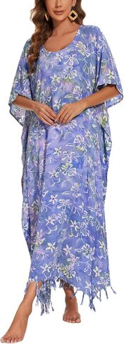 Beautybatik Women Hand Blocked Batik Rayon Caftan Kaftan Bali Loungewear Maxi Plus Size Long Dress XL to 4X in Kuwait