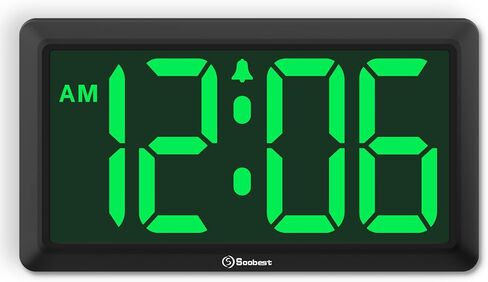 Soobest Large Digital Wall Clock Battery Operated, Auto & Manual Dimmer LED Display, Easy to Read Big Digits with Alarm for Seniors, Modern Decor for Living Room, Bedroom, Office Wall/Desk in Kuwait