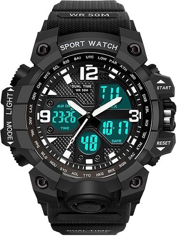 findtime Digital Watch Womens, Black Reloj para Mujer Waterproof Sports Running Watches for Women with 24 Hour Dual Time Stopwatch in Saudi Arabia