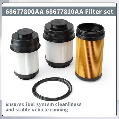 68677800AA فلتر الوقود فاصل المياه 68677810AA مجموعة فلتر الزيت متوافقة مع دودج رام 2500 3500 4500 5500 2025 2026 لمحركات الديزل التوربينية Cummins 6.7L، استبدل LF16453 FK11008NN in Kuwait
