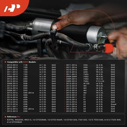 A-Premium Fuel Filter Replacement for BMW 1er 2007-2011 3er 5er 7er 2 Active Tourer 2 Gran Tourer Mini Rolls-Royce, 2.0L 2.5L GAS in Saudi Arabia