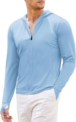 COOFANDY Men Full Zip UPF 50 Sun Protection Hoodie Jacket Long Sleeve Lightweight Breathable UV Shirts with Pockets in Kuwait