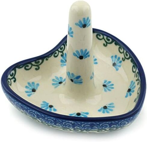 حامل خاتم فخار بولندي 3 بوصة Forget Me Not Made من Ceramika Artystyczna in Kuwait
