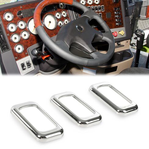إطار ALLGOOD Rocker Switch، متوافق مع Peterbilt Kenworths Freightliners، حامل مفتاح Rocker Plain Snap Mount، مجموعة 3 قطع، كروم in Saudi Arabia