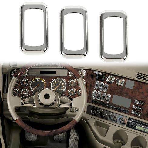 إطار ALLGOOD Rocker Switch، متوافق مع Peterbilt Kenworths Freightliners، حامل مفتاح Rocker Plain Snap Mount، مجموعة 3 قطع، كروم in Saudi Arabia