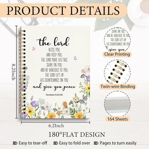 Christian Bible Floral Journal Notebook, Religious Scripture Prayer Flowers Notebooks for School Work College, Bible Notes Journal for Women, Bible Study A5 Spiral Notebook with Bible Verses in Kuwait