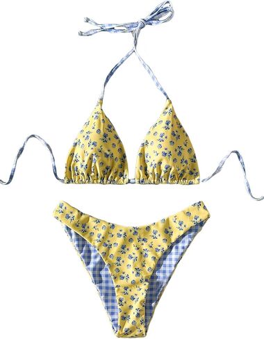 Women's Floral Print Bathing Suit Halter Summer Bikini Set in Saudi Arabia