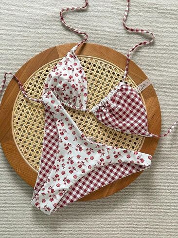 Women's Floral Print Bathing Suit Halter Summer Bikini Set in Saudi Arabia