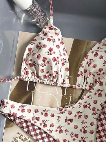 Women's Floral Print Bathing Suit Halter Summer Bikini Set in Saudi Arabia