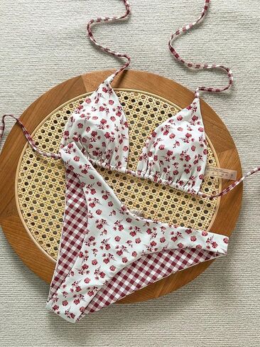 Women's Floral Print Bathing Suit Halter Summer Bikini Set in Saudi Arabia
