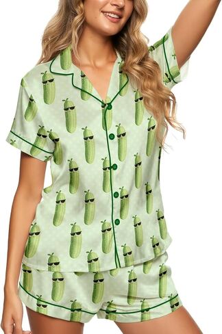 Women’s Silk Short Satin Pajama Set - Soft Button Down Sleepwear Shorts, Elegant Loungewear Valentine Gift vampire romance in Saudi Arabia