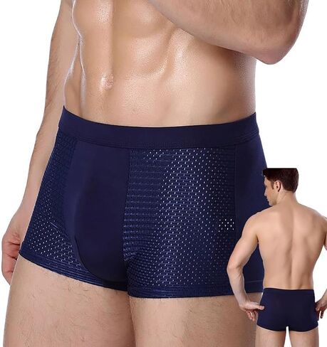 Fiber Boxer Briefs Comfort Soft Breathable Cool Ice Silk Mens Underwear with 3D Pouch in Saudi Arabia
