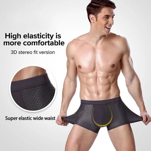 Fiber Boxer Briefs Comfort Soft Breathable Cool Ice Silk Mens Underwear with 3D Pouch in Saudi Arabia