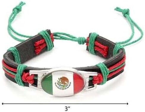 Pack of 12 PCS Leather Adjustable Country Flag Bracelet, Patriotic Wristband in Kuwait