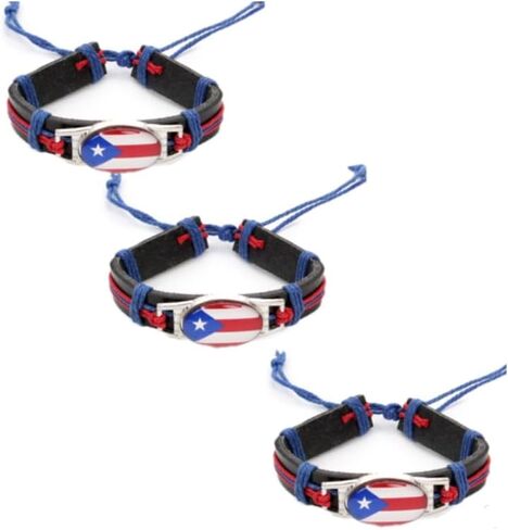 Pack of 12 PCS Leather Adjustable Country Flag Bracelet, Patriotic Wristband in Kuwait
