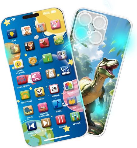 Cell Phone Toy，Multifunctional, Music, Lullaby, Lights, Early Learning & Teaching, USB Charging, Gifts for Boys and Girls, Kids 3 and up, Holiday Birthday Gifts (Blue) in Saudi Arabia
