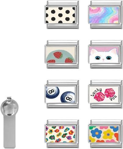 Italian Charms Only Charm Silver 8Pcs and Tools 9mm White Cat Italian Modular Charm Bracelet Link Handmade DIY Module Jewelry Gifts in Kuwait