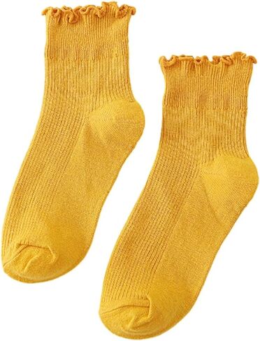 Women's Ruffle Frilly Ankle Socks,Lolitas Crews Socks Cotton Bootie Socks Sweet High Ankle Socks Girl Short Sock in Saudi Arabia