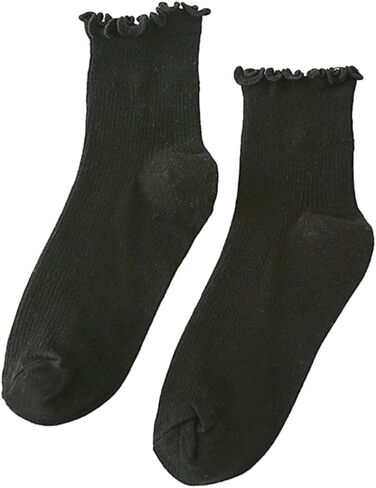 Women's Ruffle Frilly Ankle Socks,Lolitas Crews Socks Cotton Bootie Socks Sweet High Ankle Socks Girl Short Sock in Saudi Arabia