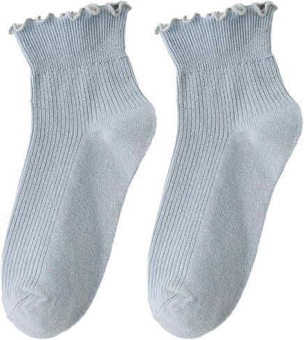 Women's Ruffle Frilly Ankle Socks,Lolitas Crews Socks Cotton Bootie Socks Sweet High Ankle Socks Girl Short Sock in Saudi Arabia