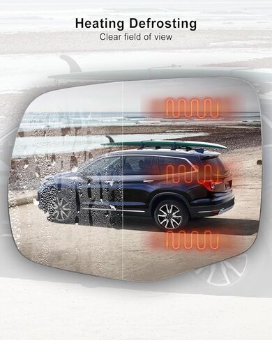 زجاج مرآة جانبية للسائق الأيسر مناسب لسيارة Honda Pilot 2016-2022، استبدل 76254T6ZA21 76254-T6Z-A21، مرآة الرؤية الخلفية بلوحة خلفية ساخنة in Saudi Arabia