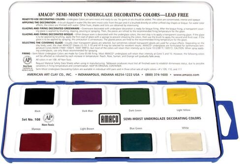 AMACO Non-Toxic Semi-Moist Underglaze Set - A in Pan, 1.5 oz, Assorted Color, Set of 8 in Saudi Arabia