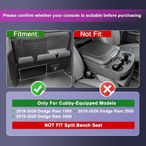 RUNROAD Center Console Organizer Tray Compatible with 2026 2025 2024-2019 Dodge Ram 1500 2500 3500 Accessories, Armrest Drawer Tray Console For Ram 1500 2500 3500 Secret Compartment, Cubby Models Only in Saudi Arabia