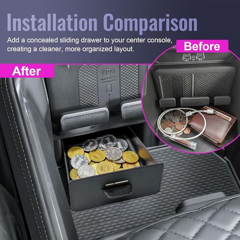 RUNROAD Center Console Organizer Tray Compatible with 2026 2025 2024-2019 Dodge Ram 1500 2500 3500 Accessories, Armrest Drawer Tray Console For Ram 1500 2500 3500 Secret Compartment, Cubby Models Only in Saudi Arabia