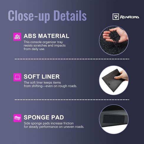 RUNROAD Center Console Organizer Tray Compatible with 2026 2025 2024-2019 Dodge Ram 1500 2500 3500 Accessories, Armrest Drawer Tray Console For Ram 1500 2500 3500 Secret Compartment, Cubby Models Only in Saudi Arabia