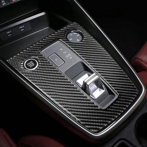 غطاء لوحة تبديل التروس لوحدة التحكم المركزية للسيارة من BETTERHUMZ متوافق مع Audi A3 8Y S3 RS3 Sportback 2021-2025 ملصق من ألياف الكربون وملحقات الضبط الداخلي (أسود) in Saudi Arabia