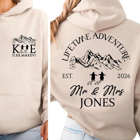 Matching Couple Hoodies: Roman Numeral&Initial, Just Married Shirts for Couples, Newlyweds Honeymoon Shirt, Bride and Groom Sweatshirts, Future Mrs and Mr Hoodies: Wedding, Anniversary, Valentines Day in Kuwait