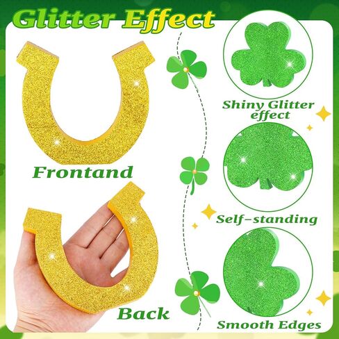 4 قطع ديكورات عيد القديس باتريك علامات خشبية، ديكور قطعة مركزية للطاولة الخشبية، ديكور على شكل نبات النفل، وعاء من الذهب، ديكور صينية متدرجة ليوم القديس باتريك المحظوظ لحفلة رف الطاولة المنزلية in Kuwait