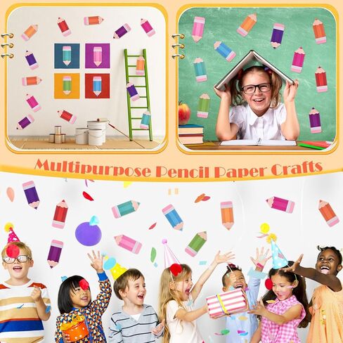MixTeach 120Pcs Pencils Cutouts Paper Colorful Pencil Name Tags Pencils Shape Die Cuts 6Inch Bulletin Board Decorations with Glue Point for Classroom Back to School Locker Craft Projects Wall Decor in Saudi Arabia