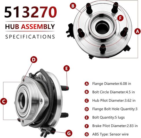 JLEO 513270 Front Wheel Hub Bearing for 2007-2011 Dodge Nitro,for Jeep Liberty 2008 2009 2010 2012 Wheel Hub Assemblies Replacement in Saudi Arabia