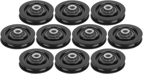 Keenso 10 Pcs/Set 75mm/90mm Nylon Bearing Pulley Wheel Replacement Black for Cable Machine Gym Equipment Exercise Strength Training Accessory in Kuwait