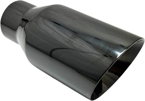 Exhaust Tip 2.50" Inlet 4.00" Outlet 8.00" long WBOSS4008-250-DW-GBK-SS Weld On Slant Angle Graphite Black Chrome 304 Stainless Steel Wesdon Exhaust Tip in Saudi Arabia