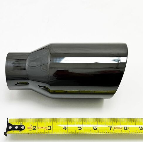 Exhaust Tip 2.50" Inlet 4.00" Outlet 8.00" long WBOSS4008-250-DW-GBK-SS Weld On Slant Angle Graphite Black Chrome 304 Stainless Steel Wesdon Exhaust Tip in Saudi Arabia