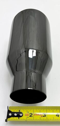 Exhaust Tip 2.50" Inlet 4.00" Outlet 8.00" long WBOSS4008-250-DW-GBK-SS Weld On Slant Angle Graphite Black Chrome 304 Stainless Steel Wesdon Exhaust Tip in Saudi Arabia