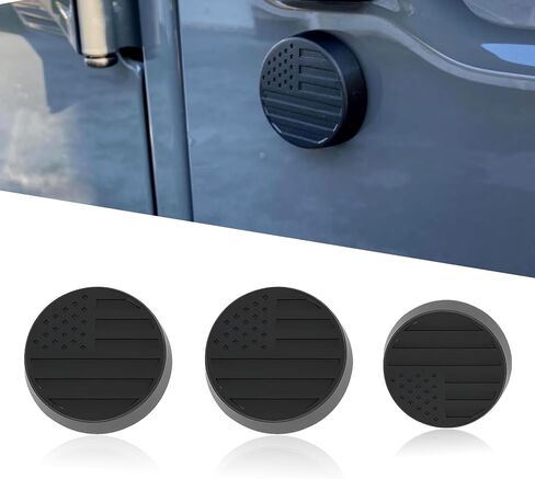 3 PCS Car Door Keyhole Cover, 1.5" 1.4" American Flag 3D Decoration Perfect Fit Cover, Rust-proof Anti-theft Keyhole Protection Parts, Compatible with Jeep Wrangler JK JL JT Gladiator (Black) in Saudi Arabia