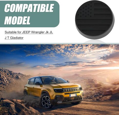 3 PCS Car Door Keyhole Cover, 1.5" 1.4" American Flag 3D Decoration Perfect Fit Cover, Rust-proof Anti-theft Keyhole Protection Parts, Compatible with Jeep Wrangler JK JL JT Gladiator (Black) in Saudi Arabia