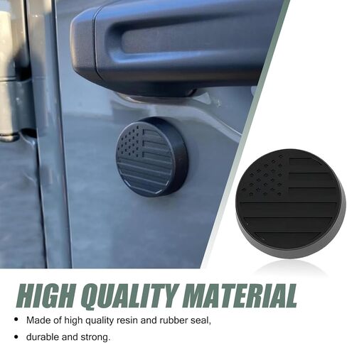 3 PCS Car Door Keyhole Cover, 1.5" 1.4" American Flag 3D Decoration Perfect Fit Cover, Rust-proof Anti-theft Keyhole Protection Parts, Compatible with Jeep Wrangler JK JL JT Gladiator (Black) in Saudi Arabia