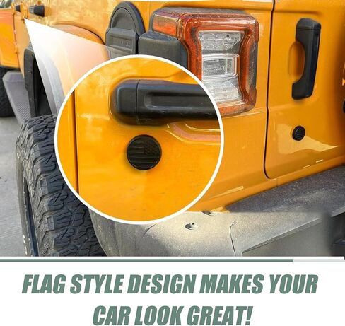 3 PCS Car Door Keyhole Cover, 1.5" 1.4" American Flag 3D Decoration Perfect Fit Cover, Rust-proof Anti-theft Keyhole Protection Parts, Compatible with Jeep Wrangler JK JL JT Gladiator (Black) in Saudi Arabia