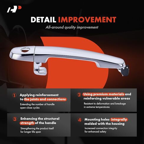A-Premium Front Left Driver Side Exterior Door Handle with Keyhole Compatible with Toyota Camry, RAV4, Corolla, Prius, Highlander, Matrix, Yaris, Solara & Scion tC, xB, xD, xA & Pontiac Vibe, Silver in Saudi Arabia