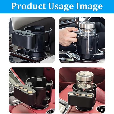 HZEL Car Cup Holder Expander with Adjustable Base, 2-in-1 Vehicle Bottle Holder Extender with 4 Size Coins Holder, Automotive Interior Cup Adapter, Fits Large Bottles Less Than 4.25" in Kuwait
