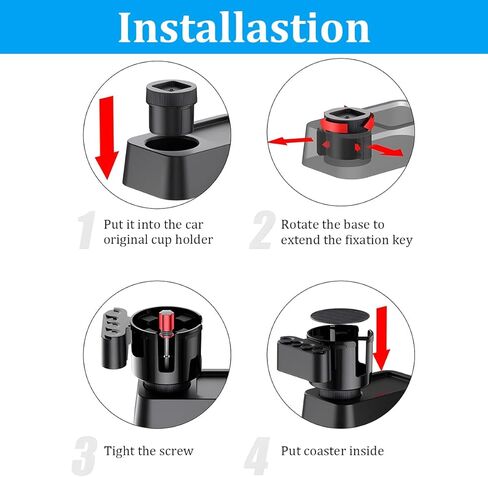 HZEL Car Cup Holder Expander with Adjustable Base, 2-in-1 Vehicle Bottle Holder Extender with 4 Size Coins Holder, Automotive Interior Cup Adapter, Fits Large Bottles Less Than 4.25" in Kuwait