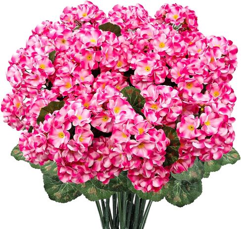 6 حزم من زهور إبرة الراعي الاصطناعية في الهواء الطلق، زهور إبرة الراعي الحريرية الواقعية زهور وهمية مقاومة للأشعة فوق البنفسجية ونباتات صناعية للشرفة والباب الأمامي وزارع الفناء والشرفة ديكور خارجي (أحمر) in Kuwait