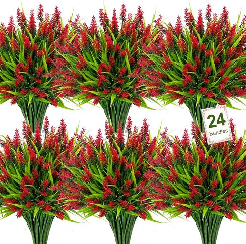 24 حزمة من الزهور الاصطناعية للأماكن الخارجية، زهور اللافندر المزيفة مع عشب القرد، نباتات بلاستيكية مقاومة للأشعة فوق البنفسجية للتعليق الخارجي، صندوق نافذة، حديقة، فناء أمامي، ديكور منزلي in Kuwait
