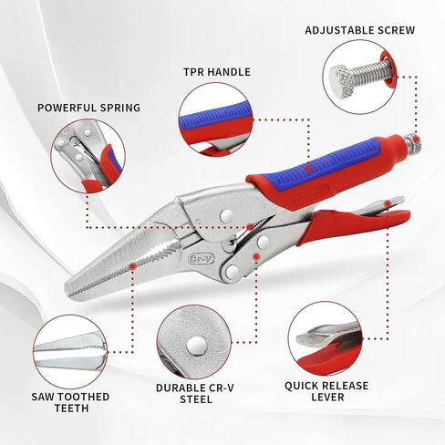 9 Inch vice grips Needle Nose Locking Pliers, CRV Material with Non-Slip TPR Grip for Automotive, Electronics & Hard-to-Reach DIY in Saudi Arabia