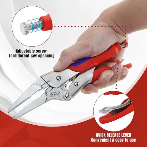 9 Inch vice grips Needle Nose Locking Pliers, CRV Material with Non-Slip TPR Grip for Automotive, Electronics & Hard-to-Reach DIY in Saudi Arabia