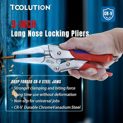 9 Inch vice grips Needle Nose Locking Pliers, CRV Material with Non-Slip TPR Grip for Automotive, Electronics & Hard-to-Reach DIY in Saudi Arabia
